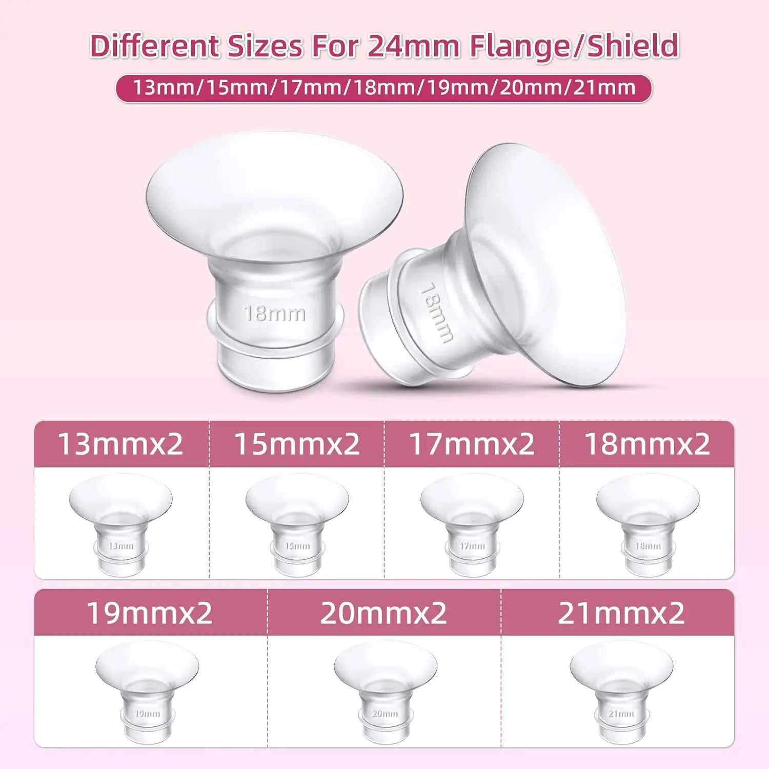 12/13/14/15/16/17/18/19/20/21/22mm Breast Pump Funnel Inserts Plug-in Different Caliber Size Converter Small Nipple Horn Adapter