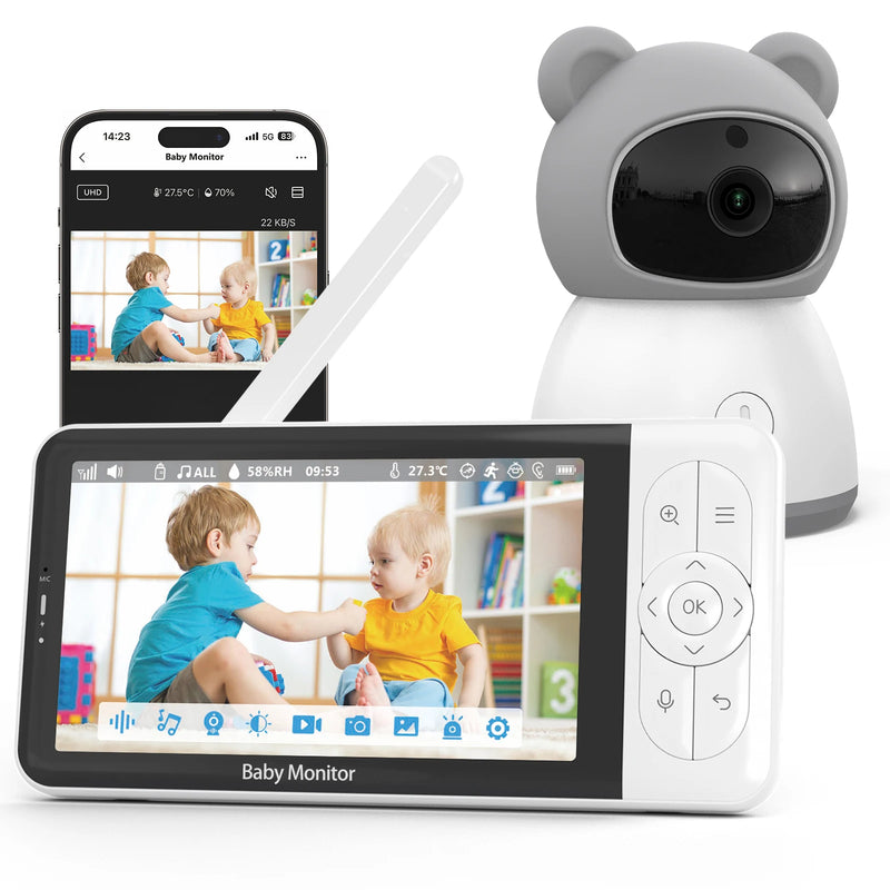 Tuya Smart Baby Monitors camera  5"1080P Display Temperature Detection APP View Control Baby Nanny 2-Way Audio Baby Cam