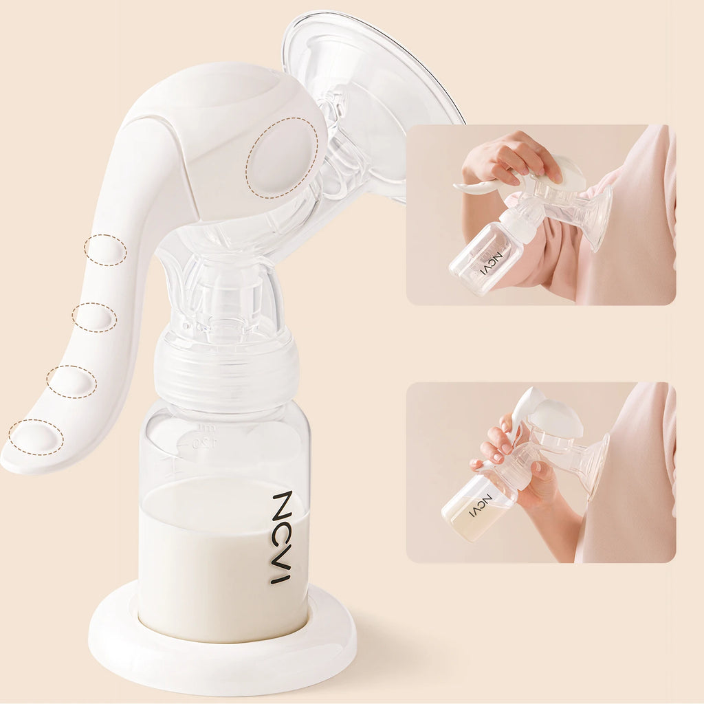NCVI Manual Breast Pump BPA Free 20mm Silicone Flange 4oz Adjustable Suction Single Hand Pump Fit Small Nipple Breastfeeding Use