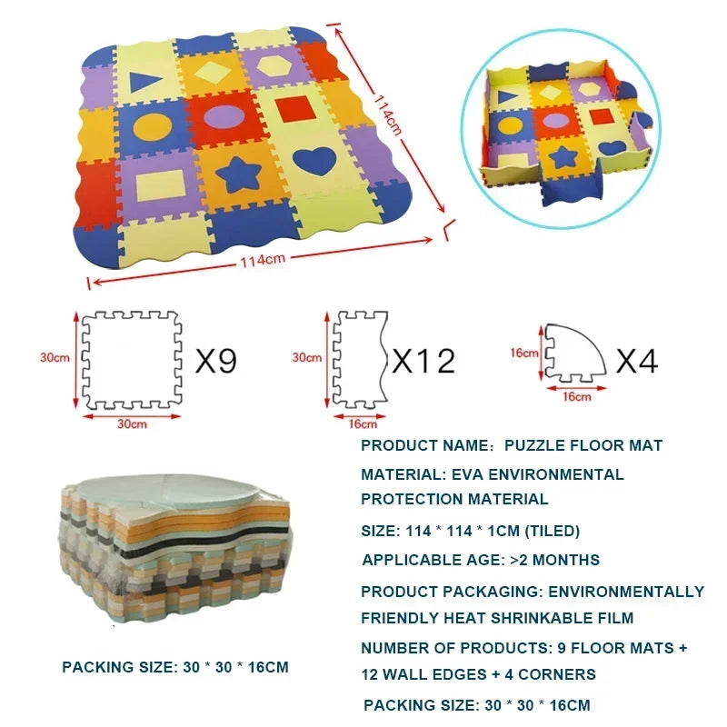 Eva Foam Baby Play Mat 25-Piece Set 30x30cm Puzzle Floor Mat Educational Toy For Nursery