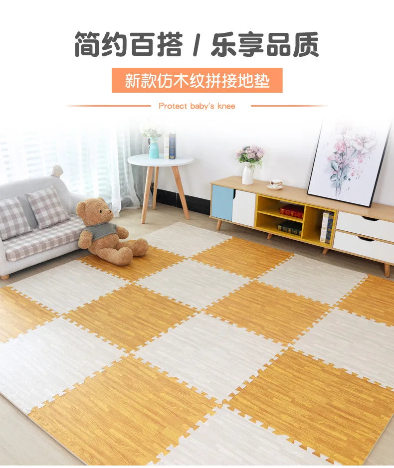 Baby EVA Foam Play Gym Puzzle Mats Wooden Interlocking Exercise Tiles Crawling Carpet And Rug for Kids Game Activity Soft Floor