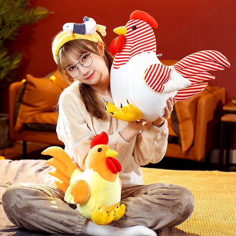 Nice 1pc Simulation Cock Plush Toys Stuffed Soft Chicken Dolls Animal Poultry Pillow Funny Home Cushion Decor Birthday Gift