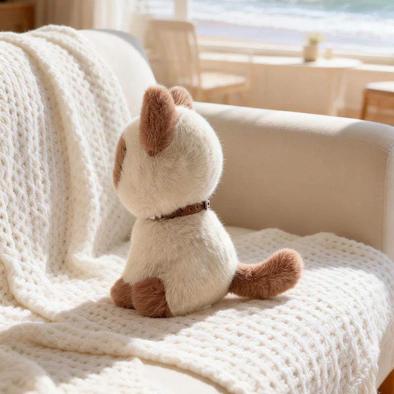 Nice Sitting Pose Kitten Plush Toys Soft Fluffy Cartoon Pet Cat Doll Lovely Office Desktop Decor Funny Gift To Family Accompany
