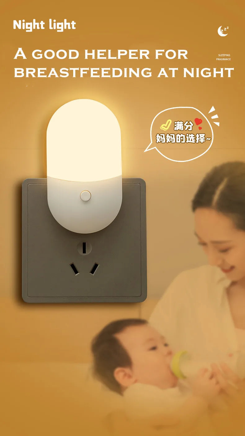 Bedside Lamp Night Light EU US Plug LED Night Light AC220V Bedroom Lamp Gift for Children Cute Night Lamp for Corridor WC
