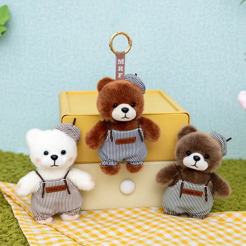 10cm New Kawaii Little Bears Pendant Plush Toy Stuffed Soft Animal Cartoon Bear Backpack School Bag Keychain Decor for Kids Gift