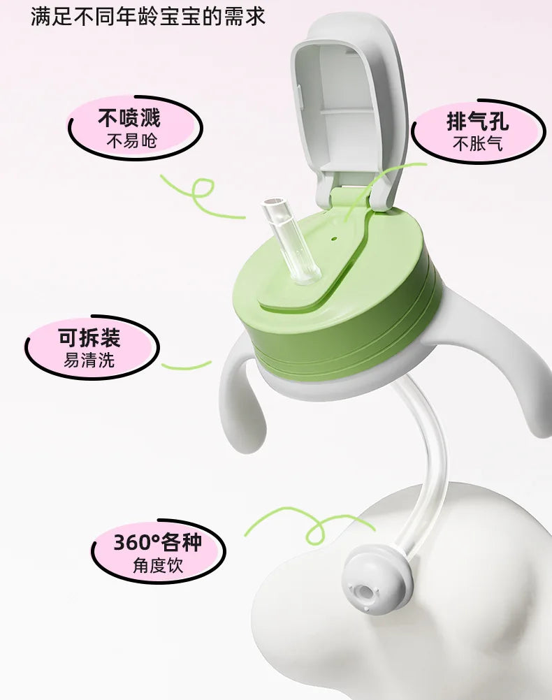 Suitable for third-generation pigeon bottle conversion, cup lid, pigeon handle/wide caliber straight drinking straw,gravity ball