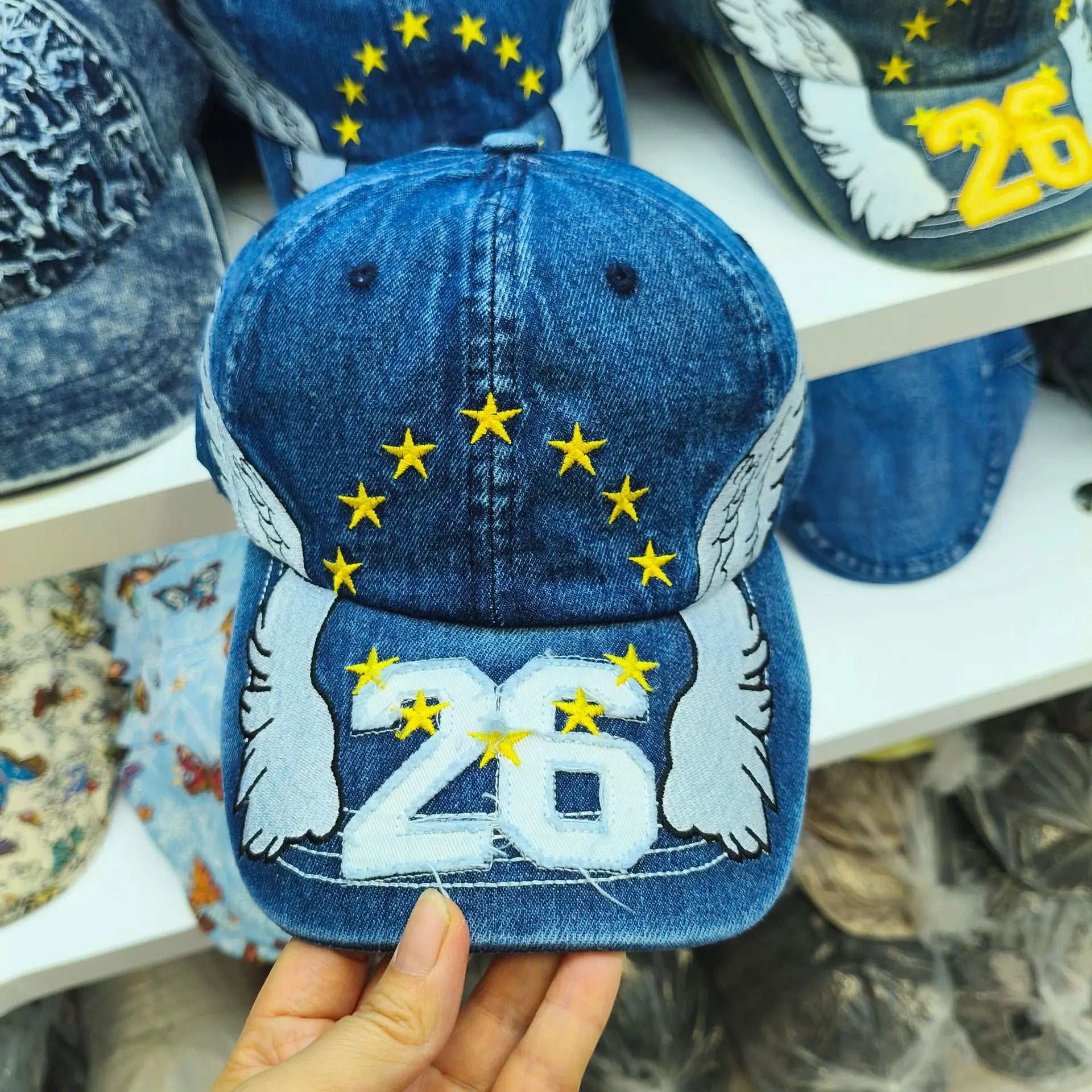 Denim Embroidered Baseball Cap for Men and Women retro baseball cap, versatile for spring and autumn, sun protection hat