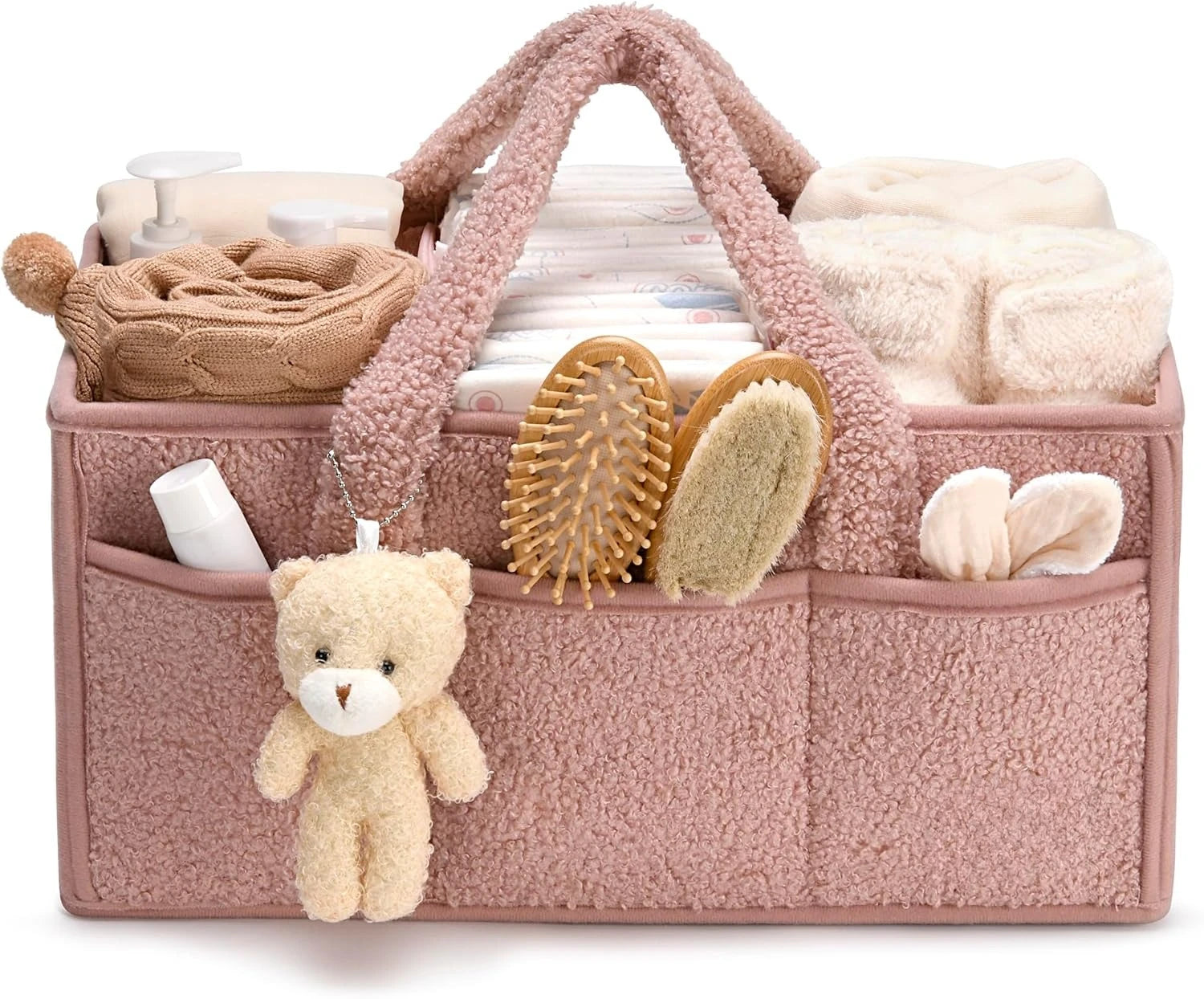 Aplus Diaper Caddy Organizer For Changing Table Plush Teddy Bear Diaper Storage Basket Model TB01