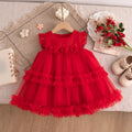 Korean Style Sweet Solid Color Baby Girl Dress Summer Fashion Flower Birthday Party Gift or Wedding Princess Fairy Toddler Dress