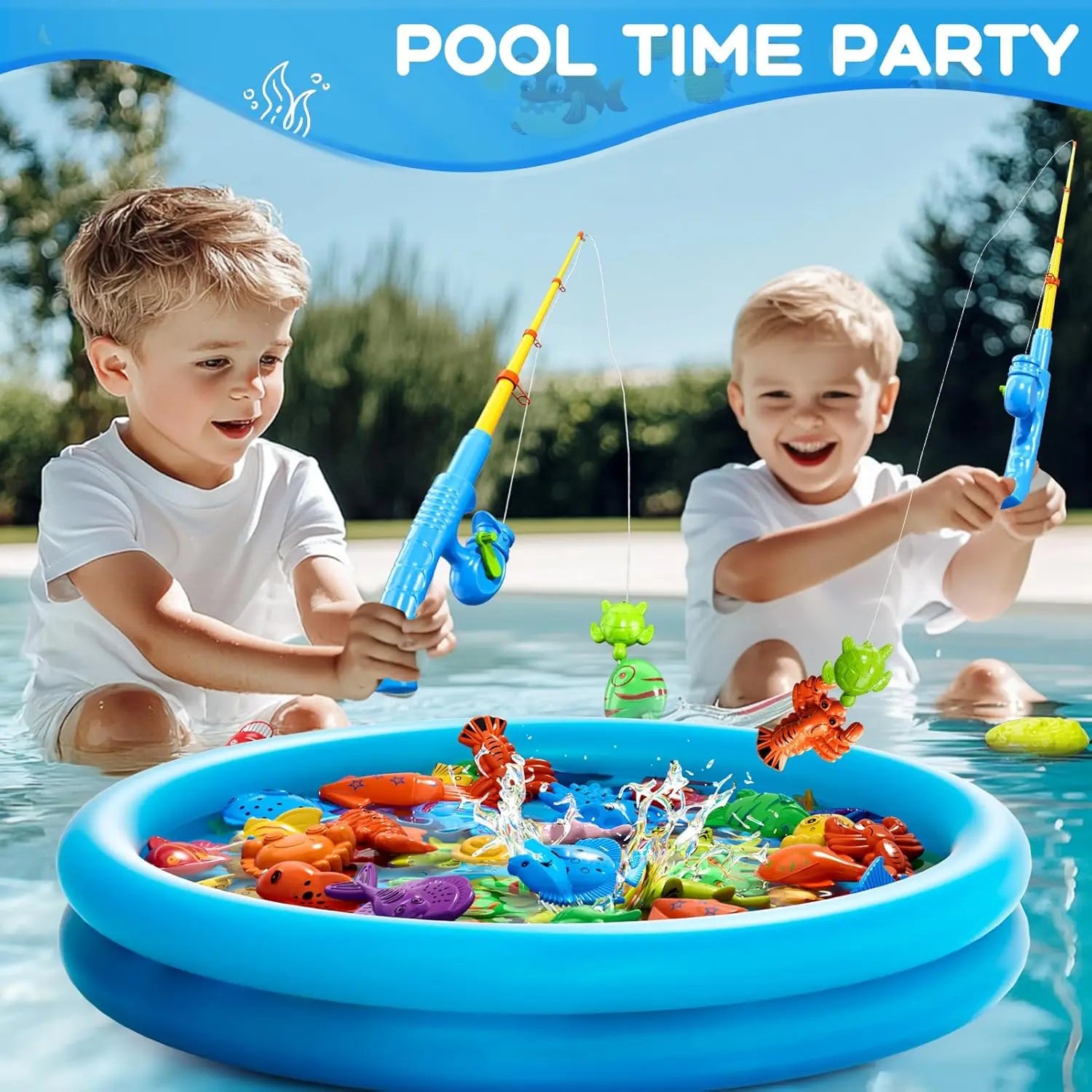 Magnetic Fishing Set Inflatable Pool Party Model Play Games & More Perfect Summer Outdoor Toy Kids for Birthday Christmas Gifts