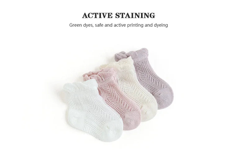 4 Pairs/Lot  New Baby Socks Mesh Thin Newborn Socks Combed Cotton Boneless Soft Summer Baby Socks For Gift