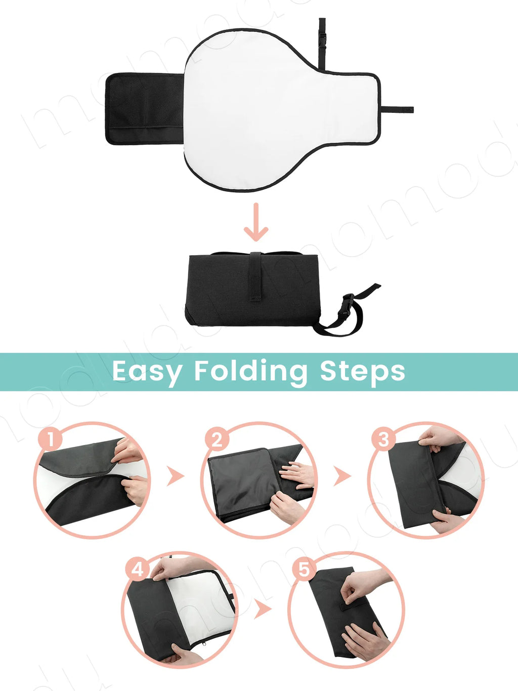 Portable Diaper Changing Pad Portable Baby Changing Pad with Pockets Waterproof Travel Diaper Changing Station Kit Baby Gifts