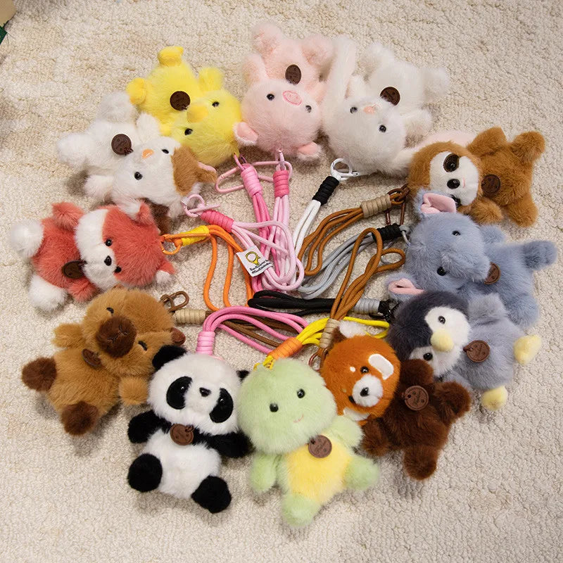 Soft Plush Cute Animal Pendant Dolls - Panda Fox Sloth Cat Dinosaur Bunny Capybara Pig Stuffed Toys for Children Gifts