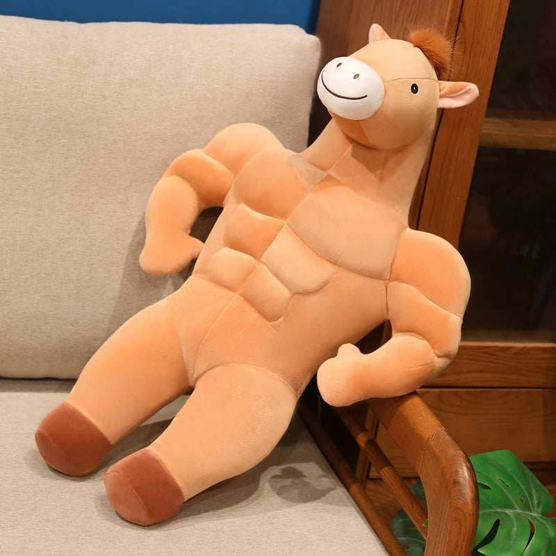 Nice Creative And Quirky Strong Muscular Abdominal Muscle Plush Toy Horse Doll Cute Cartoon Anime Doll Decoration Christma Gift