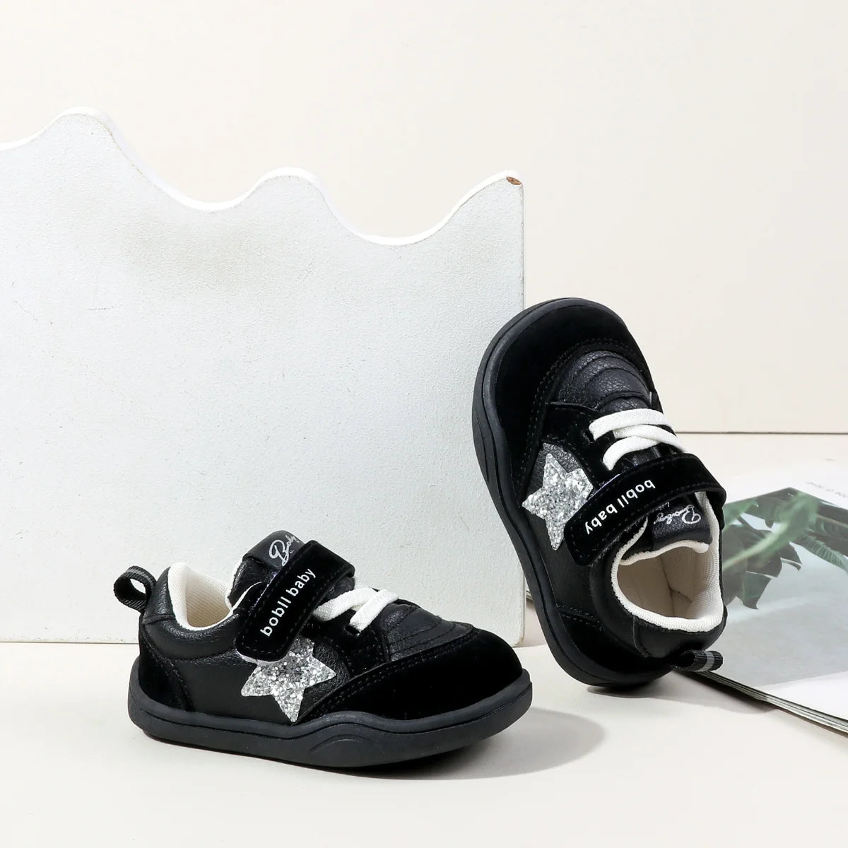 2025 Fashion Deisgn Baby Unisex First Walking Indoor Outdoor Sneakers With Glitter Star Decor Non-slip For 0-2Y Boys And Girls