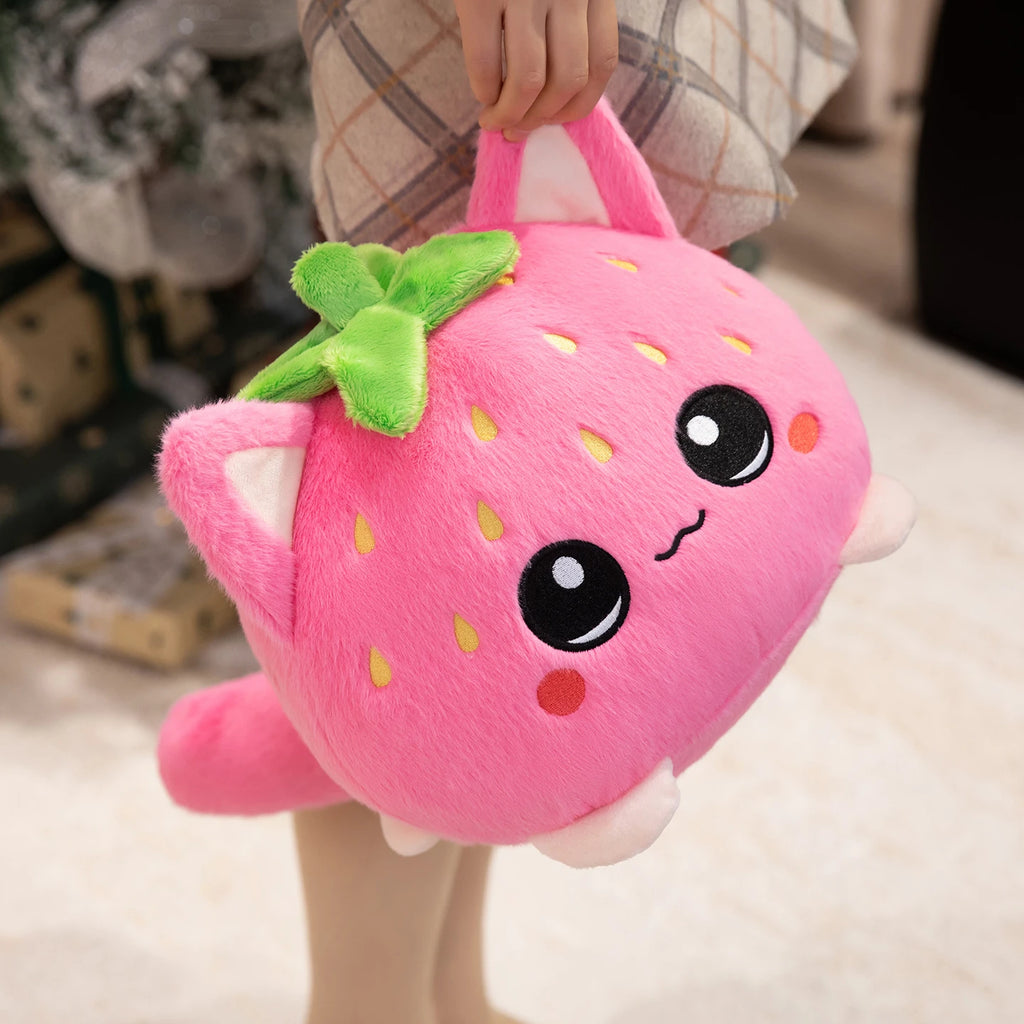 Cute Plush Dolls With Strawberry Cat Stuffed Soft Toys Cushion Sofa Pillow Birthday Gift Room Decor Children's Friends Birthday