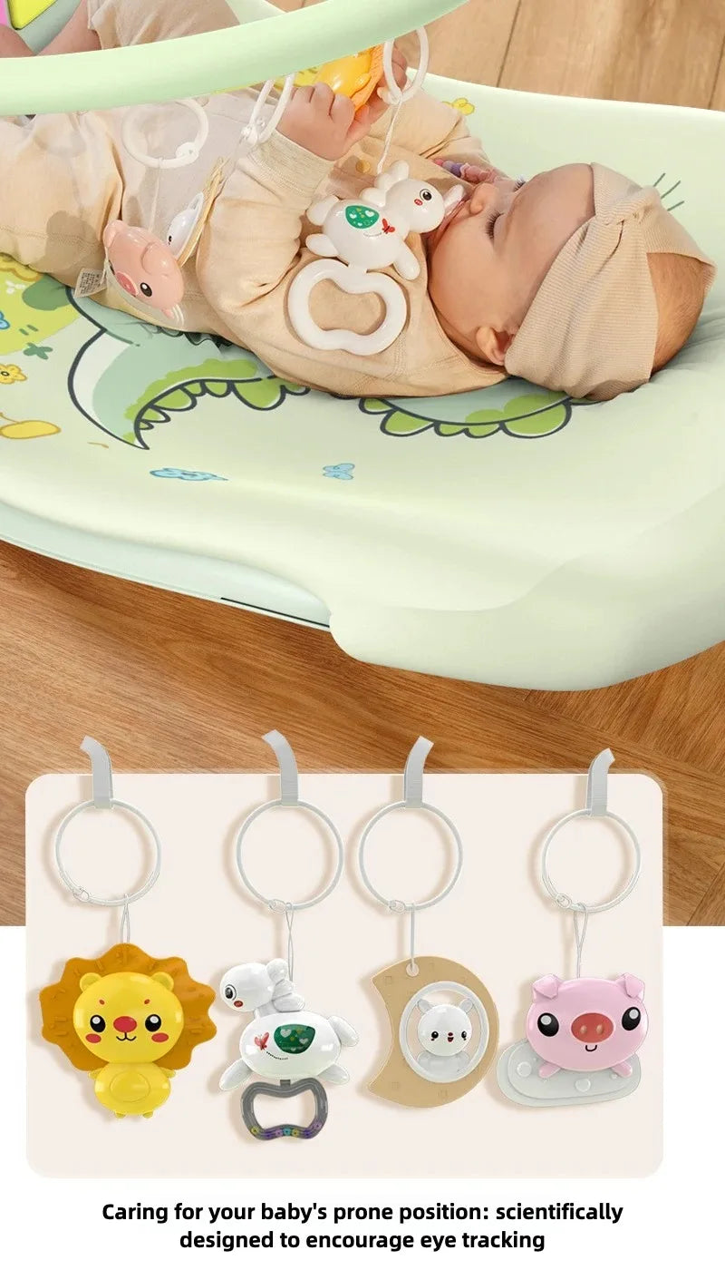0-12 Months Baby Activity Gym: Music Play Mat with Piano Crawling Blanket & Pedal Game Pad for Newborn Fitness & Early Education