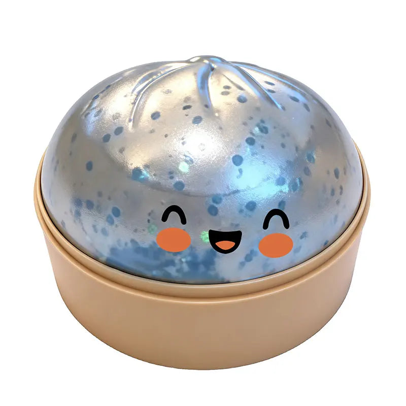 Cute Bao Bun Dumpling Squishy Slime Stress Relief Toys Non-Stick Clear Glitter Slime Stress Ball Fidget Toy for Kids Party Favor