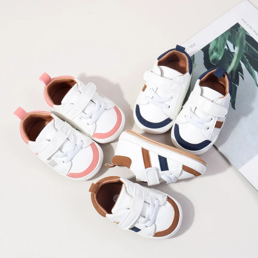 Newborn Baby Shoes Classic Leather Soft Soles Non Slip Toddler Walking Shoes for Boys and Girls 0-18M First Step Walking Shoes