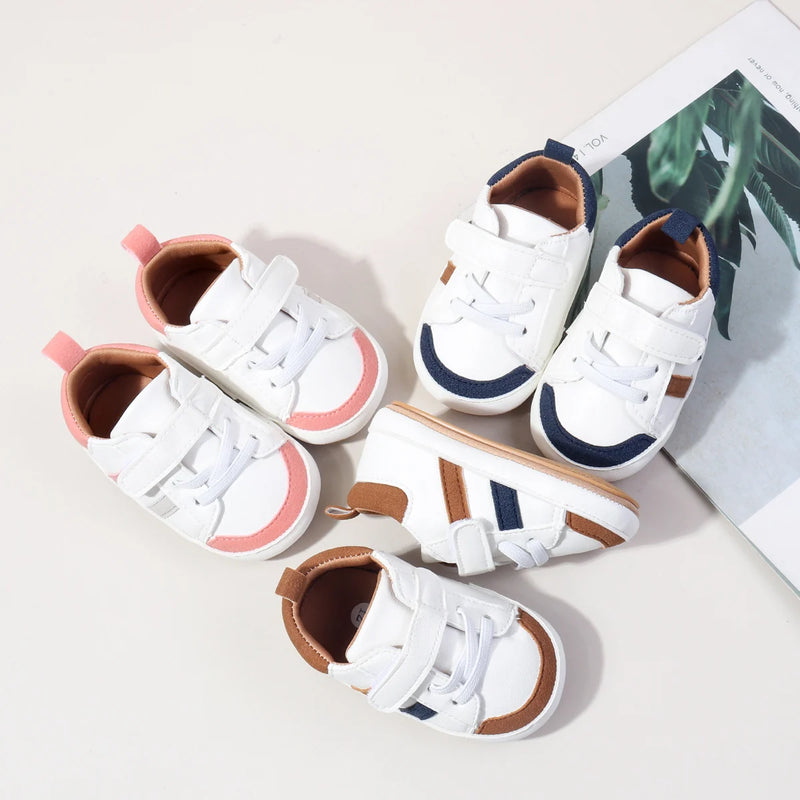 Newborn Baby Shoes Classic Leather Soft Soles Non Slip Toddler Walking Shoes for Boys and Girls 0-18M First Step Walking Shoes