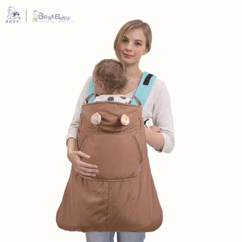 Waterproof Baby Carrier Cloak Velvet Cape Winter Warm Cover For Wind Protection 0-5 Years