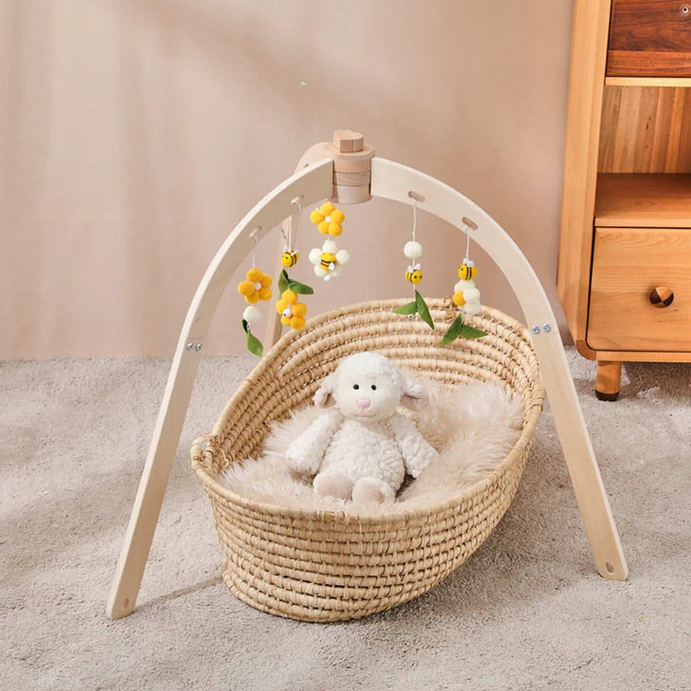 Baby Fitness Rack Wooden Frame Educational Fitness Activity Toy Gym Decoration can Hanging Pendants Sensory Gift Newborn Nursing