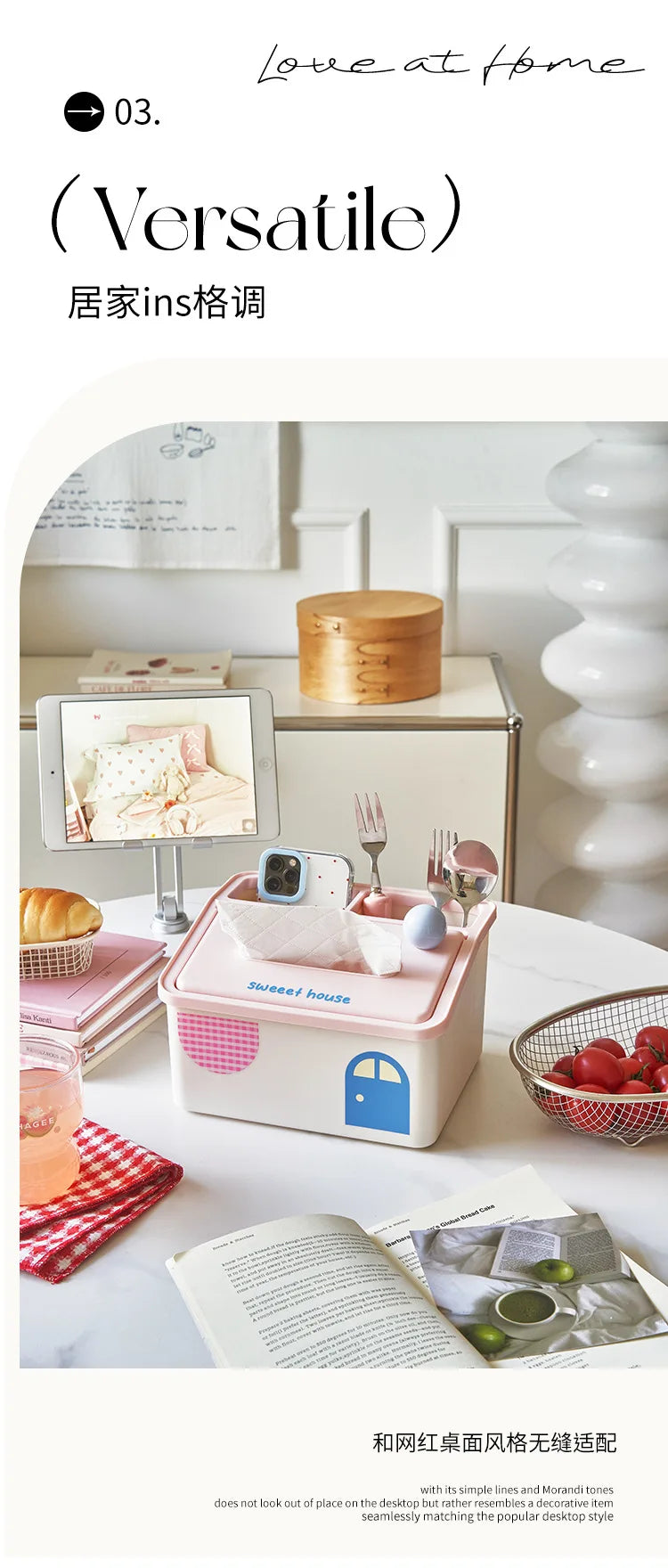 Cartoon Tissue Box Desktop Multi Functional Large Capacity Storage Box Cute Paper Towel Box Paper Drawer for Room Coffee Table