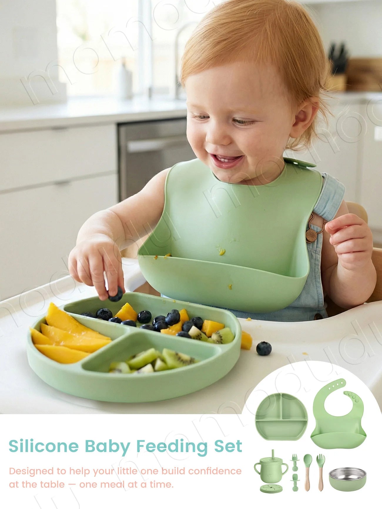 6PCS Baby Feeding Set Kids Silicone Plate Bowl Straw Cup Customized Children's Tableware Baby Supplies Newborn Gift
