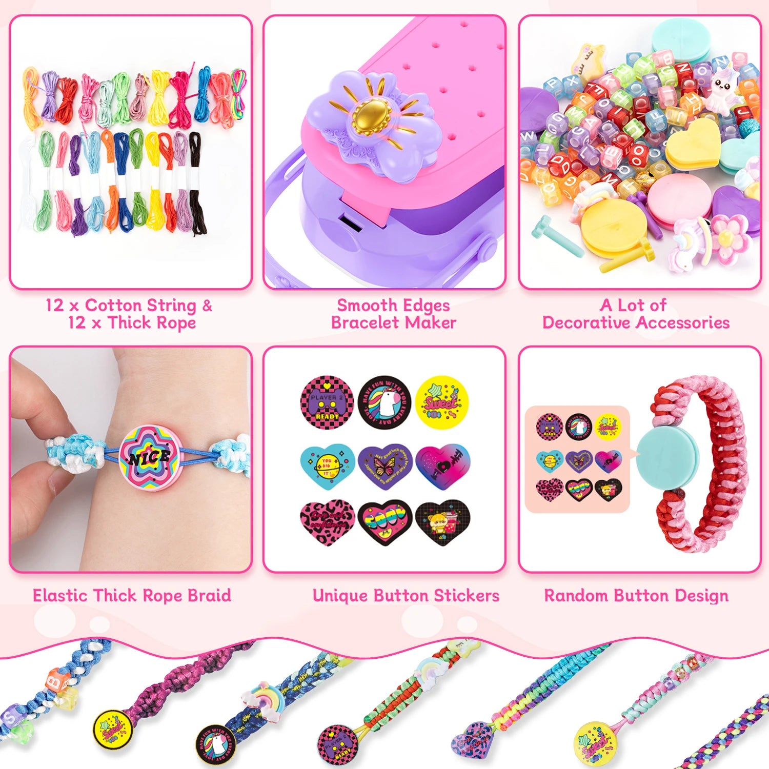 DIY Bracelet Making Kit for Girls - Children's Art And Craft Jewelry Rope Weaving Set Toy Suitable for Ages 6-12 Gift