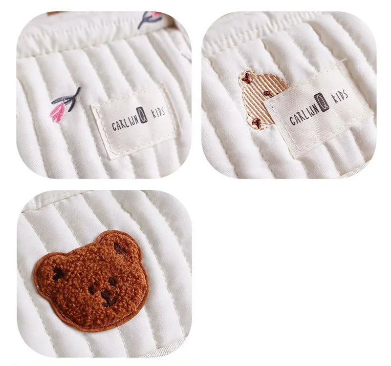 New Mommy Bag Portable Large Capacity Diaper Bag Embroidered Bear Cute Leisure Storage Bag