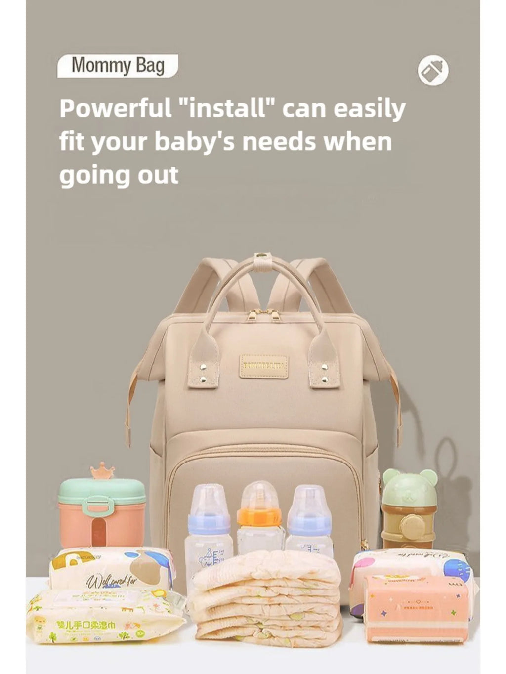 Fashion High Quality Backpack Double Shoulder Mommy Bag Large Capacity Travel Bag for Mother and Baby