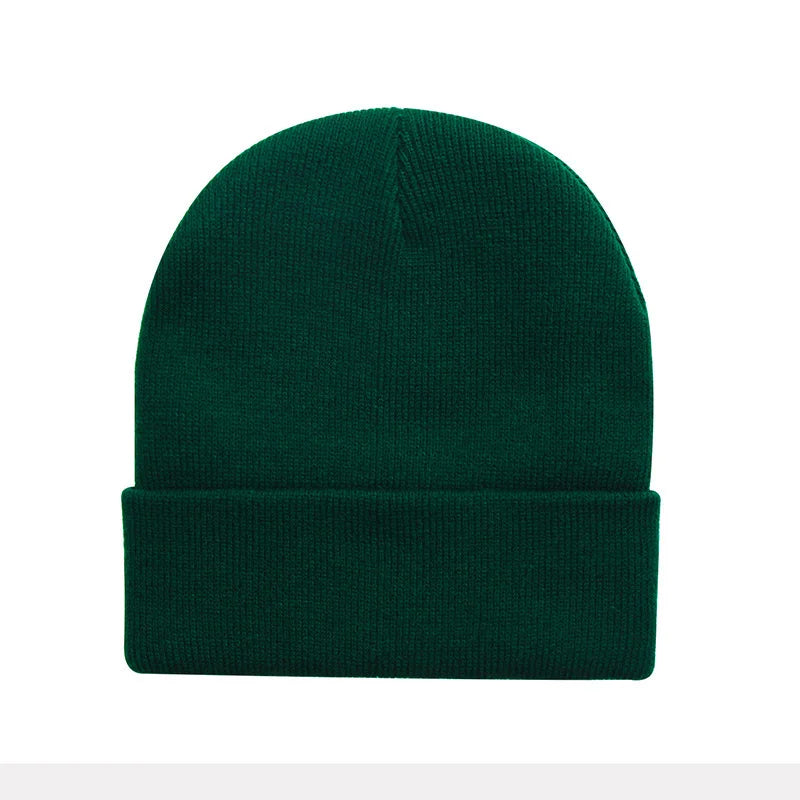 Knitted Hat For Men And Women Warm Beanie Model M01 Solid Color Rolled Edge