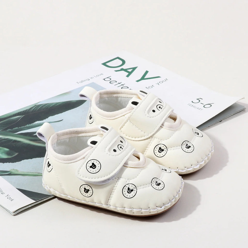 Spring And Autumn Baby Boy's And Girl's First Walking Toddler Shoes 0-18 Months Baby Unisex Sneaker Hook-loop Design
