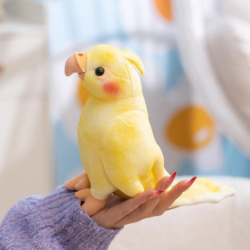 Hot 17cm Kawaii Small Yellow Parrot Plush Toy Dolls Imitation Soft Cartoon Bird Stuffed Christmas Home Decor Parrot Plush Toys