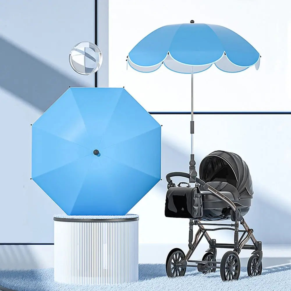 360° Baby Stroller Folding Umbrella UV Sun Rain Protection Sunshade Baby Pram Parasol Adjustable Outdoor Pushchair Canopy