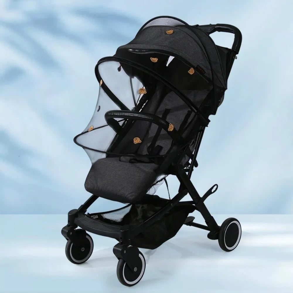 New Ventilate Stroller Mosquito Net Zipper Folding Pushchair Mosquito Net Cartoon Embroidery Mesh Baby Mosquito Cover Outside