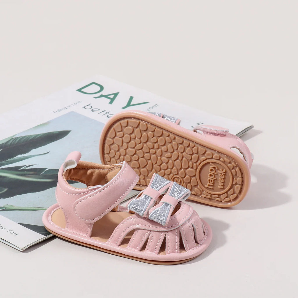 2025 Spring And Autumn Baby Girls First Walking Indoor Outdoor Toddler Shoes For 0-18M Baby Princess Sandal PU Leather TPR Sole