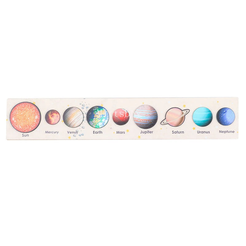 Montessori Wooden Solar System Jigsaw Puzzle Eight Planets Educational Toy For Cognitive Learning