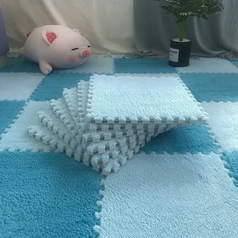 30*30CM Soft Plush Children Kids Rug Play Mat Puzzle Carpet Warm Playmat Interlocking Exercise Tiles Floor Carpet Decoration Mat