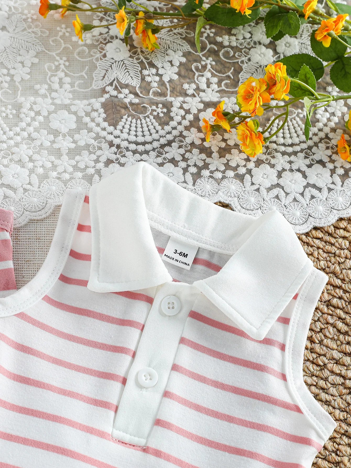 Summer Striped Polo Dress Two-Piece Set, Breathable Sleeveless Design with a Fresh and Adorable Style, Perfect for Baby Girls’ O