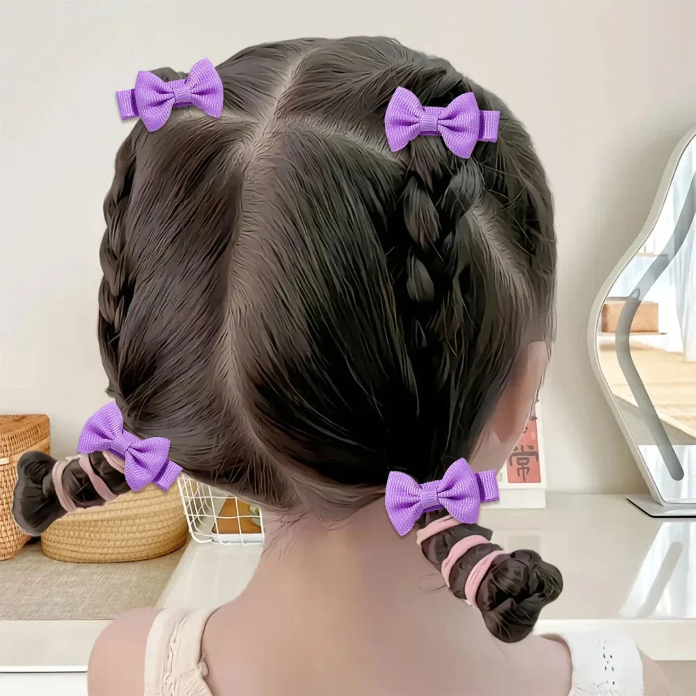 10pcs/set Cute Mini Hair Baby Bow Clips for Girls Lovely  Ribbon Handmade Bowbots Hairpins Headwear Kid Hair Accessories