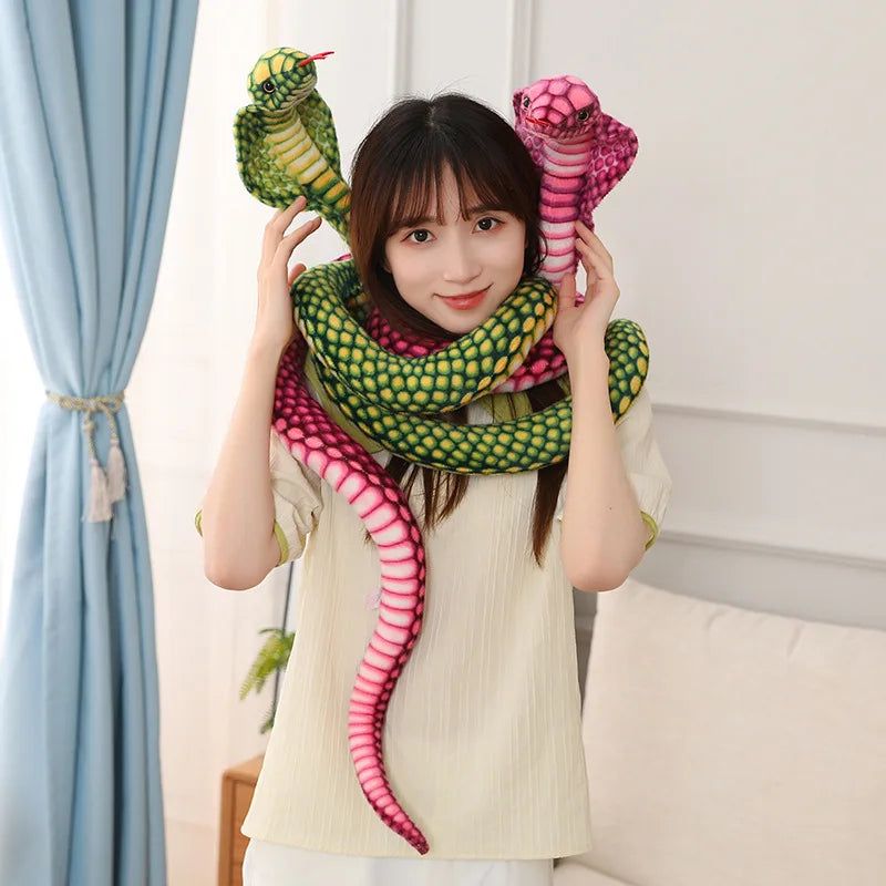 1pc 80/170/240cm Simulated Colorful Cobra Plush Toy Stuffed Animals Snakes Plushies Doll Funny Spoof Joke Soft Toys Home Decor
