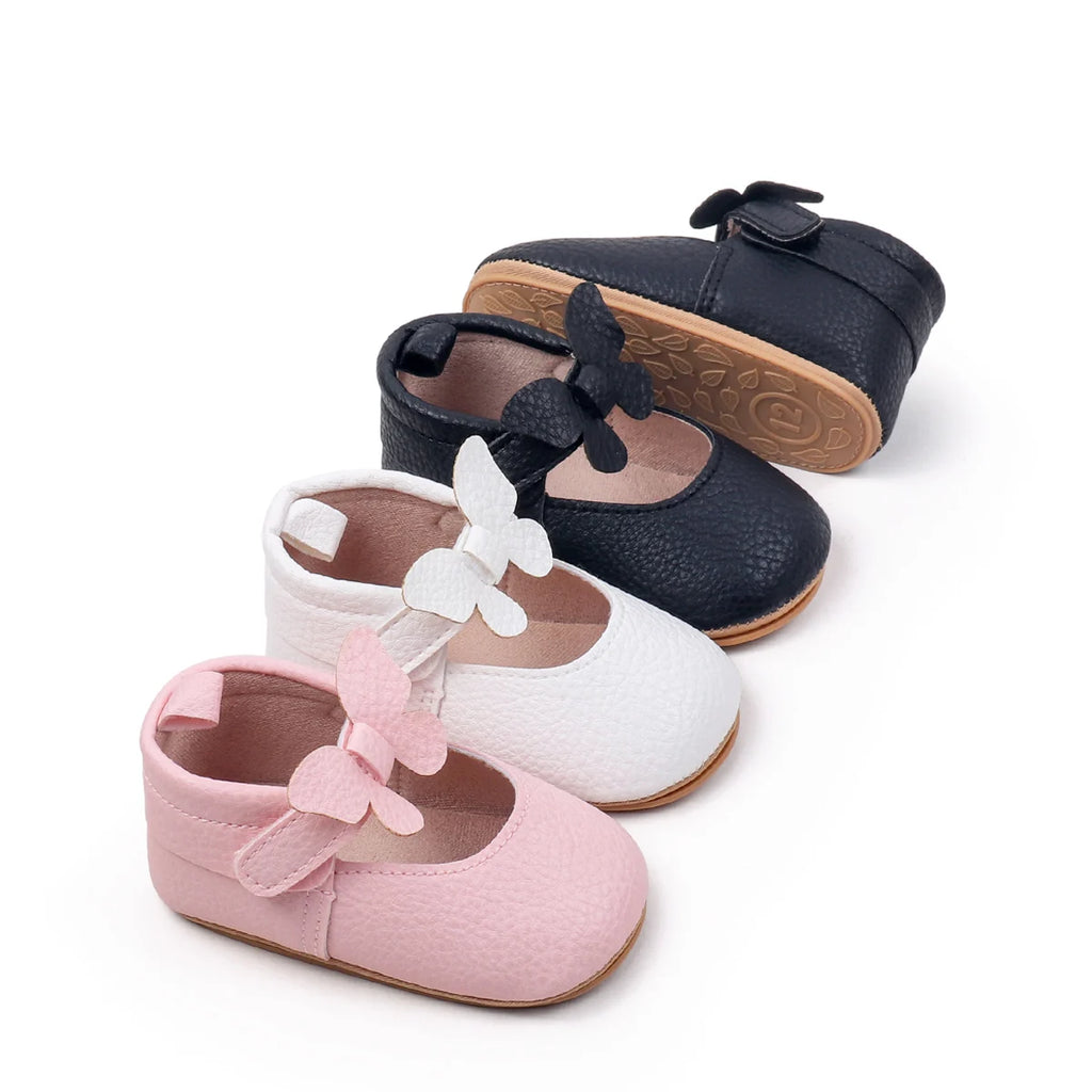 New Spring And Summer Baby Shoes Indoor Learning Shoes Butterfly Velcro Princess Shoes Anti-slip Baby Shoes