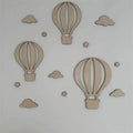 13Pcs/Set Natural Wood Style Wooden Shaped Clouds, Stars, and Hot Air Balloons for Home Decoration, Bedroom Room Decoration, Wooden Wall Art Background, Home Decor, Living Room Wooden Hot Air Balloon Wall Stickers, Perfect fo