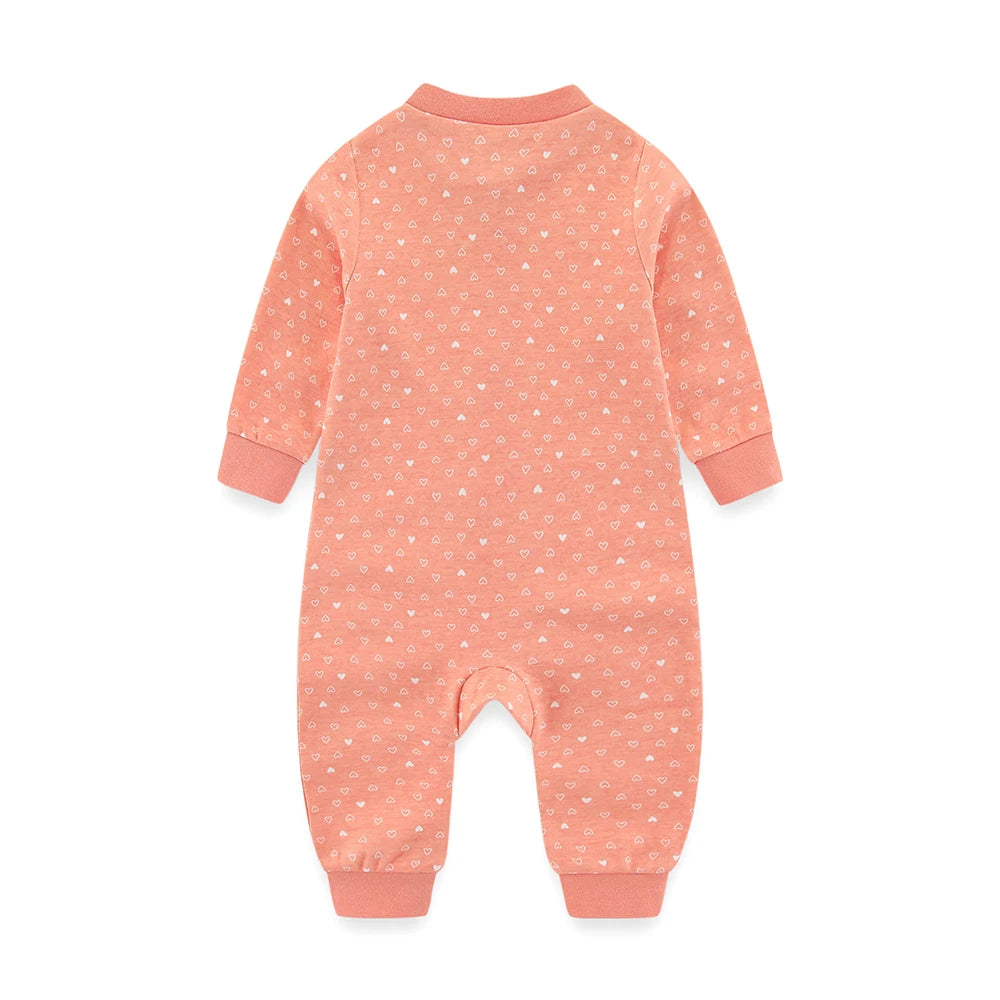 Kiddiezoom Fashion Cartoon  Orange Love 100%Cotton zipper Long Sleeve Baby Boy Girl Rompers Soft newborn Jumpsuits Clothes