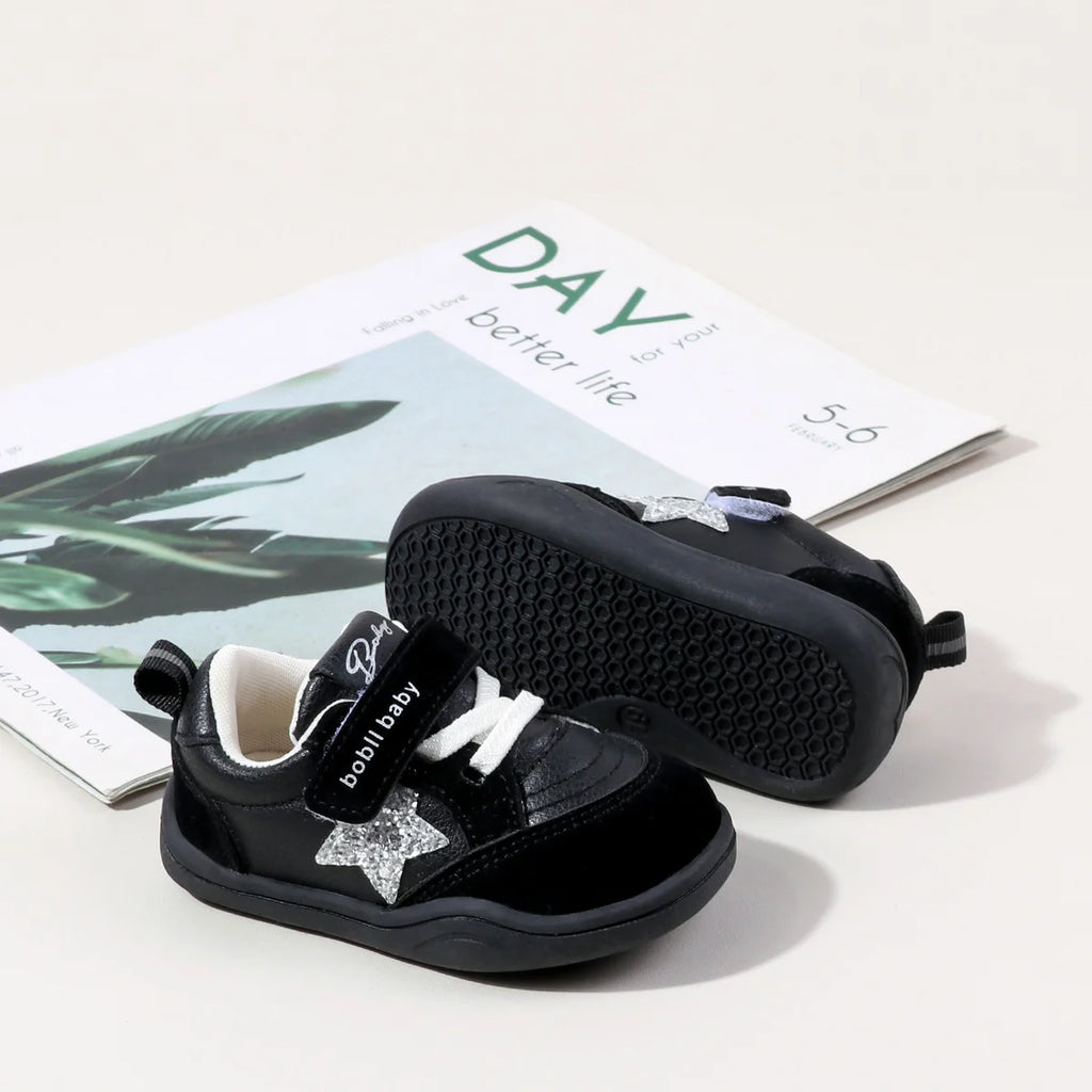 2025 Fashion Deisgn Baby Unisex First Walking Indoor Outdoor Sneakers With Glitter Star Decor Non-slip For 0-2Y Boys And Girls