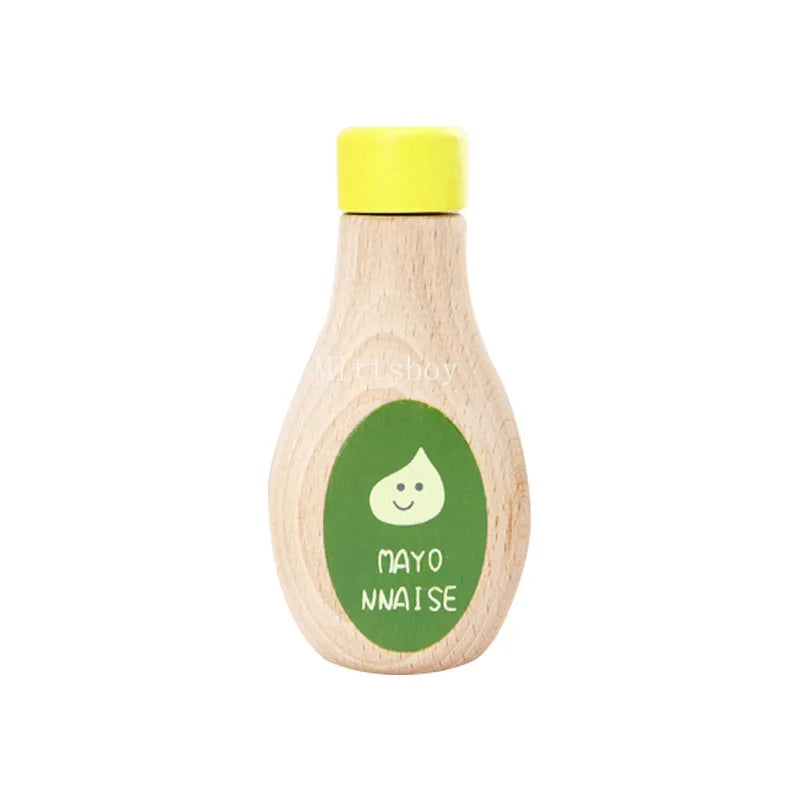 Montessori Wooden Kitchen Playset Condiment Bottles Educational Toy For Children Model 1Pcs