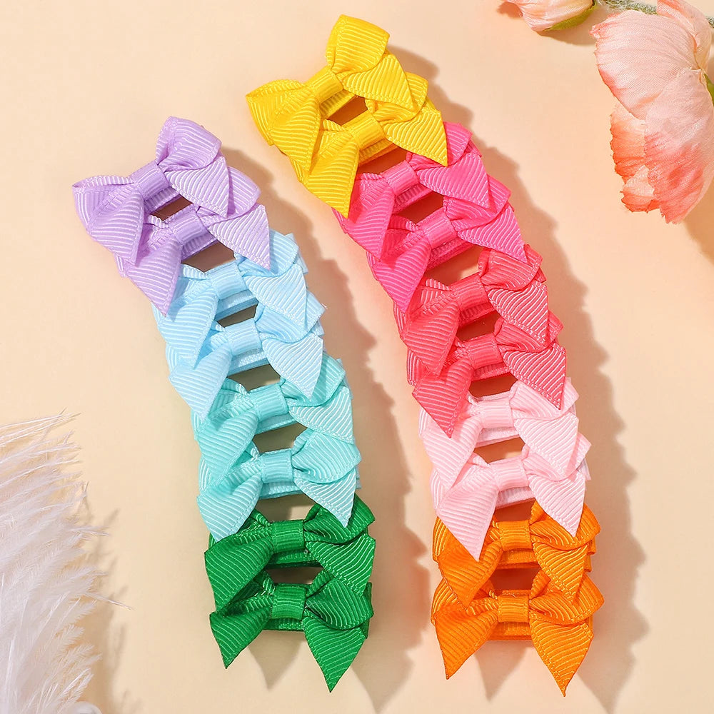 40pcs/Set Mini Hair Bows for Baby Girls 1.3'' Handmade Ribbon Bowknot Clips Toddler Kids Hair Accessories Cute Headwear
