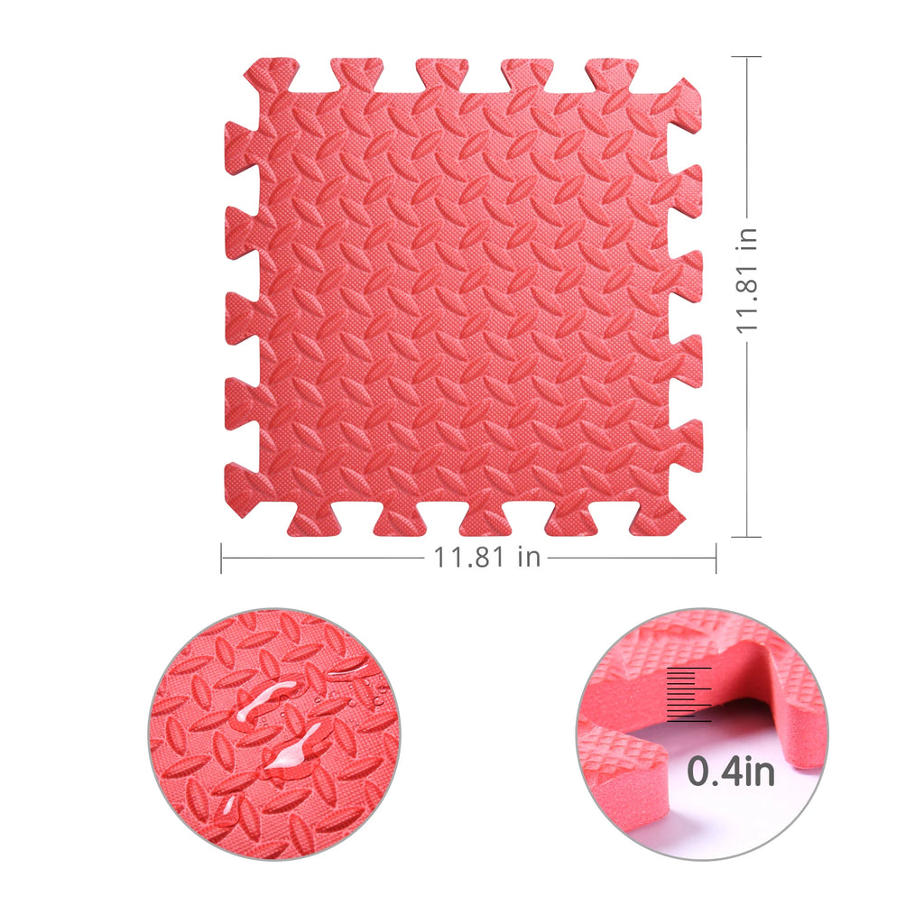 0.4 Inch/16pcs Thick Square Puzzle Mat ,30*30cm EVA Foam Baby Play Mat for Children Room Activities, Red/Yellow/Blue/Green