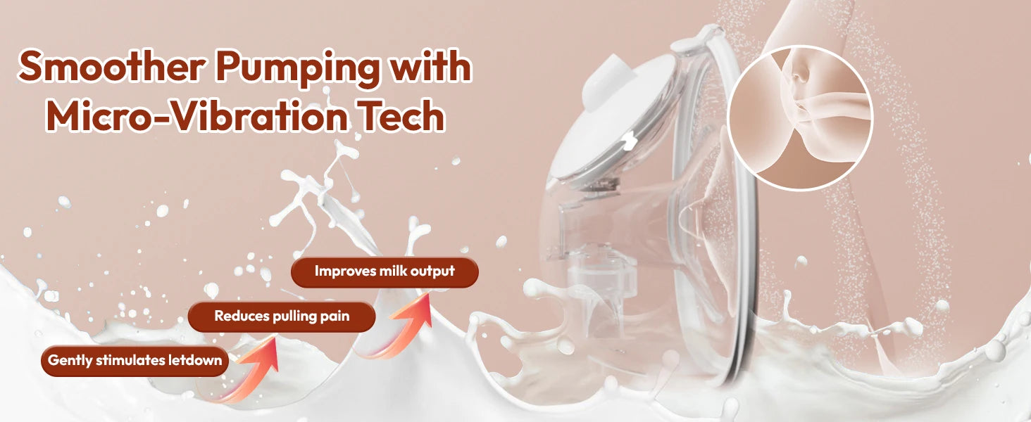 NCVI Electric Breast Pump With Wearable Cups.VibeMassage Technology,Adjustable Hospital Grade Strong Suction,Ultra Portable